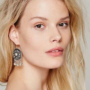 Free People Large Antiqued Drip Disc Statement Earrings